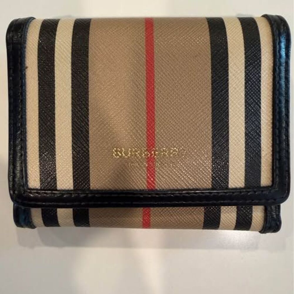 Classic plaid coated canvas and leather wallet